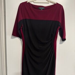 Ralph Lauren Black and Burgundy Long Sleeve Dress